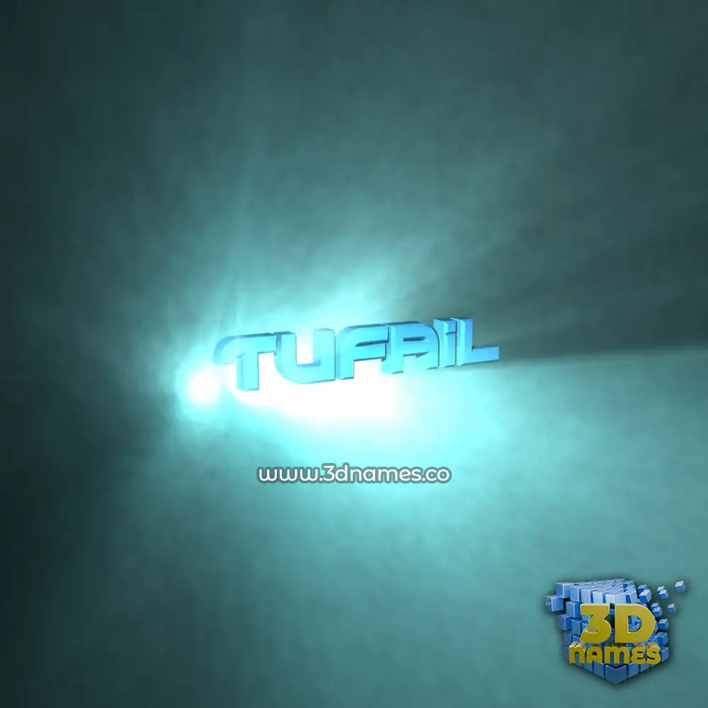 tufail in Light Shine style - 3D name wallpaper