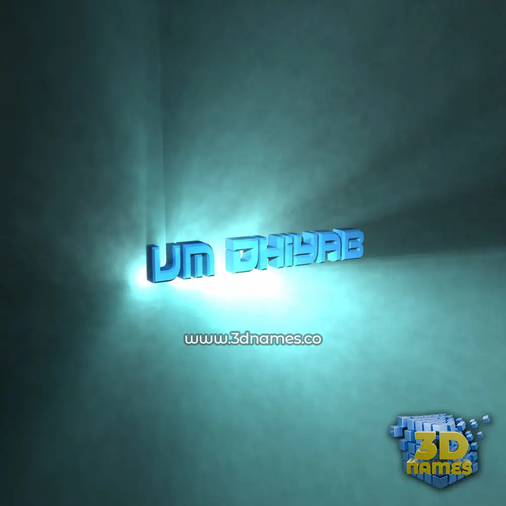 um dhiyab in Light Shine style - 3D name wallpaper