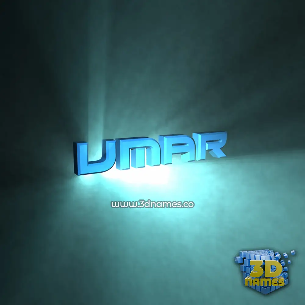 umar in Light Shine style - 3D name wallpaper