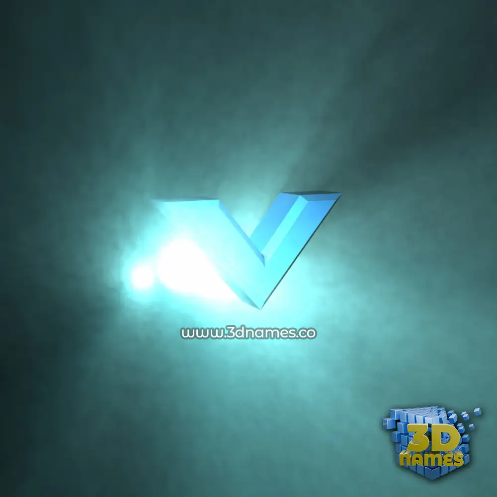 v in Light Shine style - 3D name wallpaper