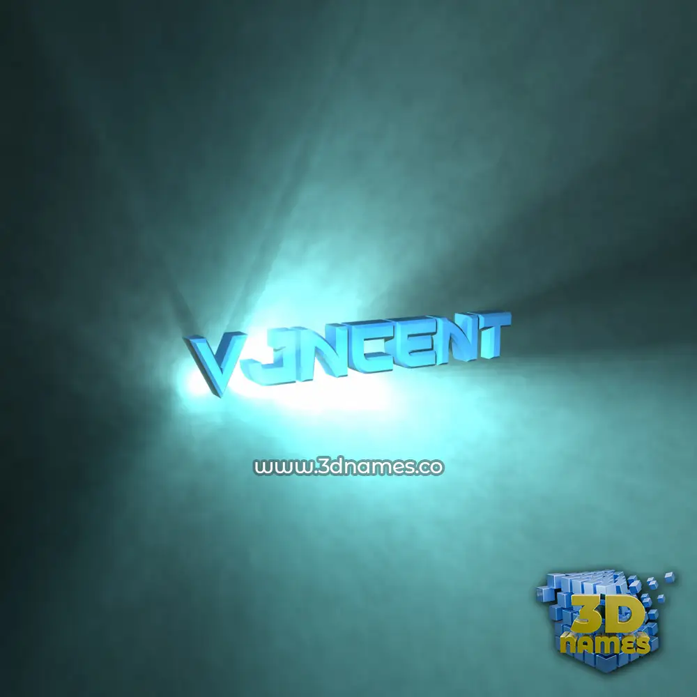 vjncent in Light Shine style - 3D name wallpaper