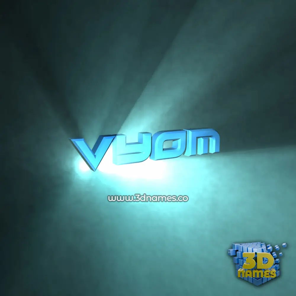vyom in Light Shine style - 3D name wallpaper