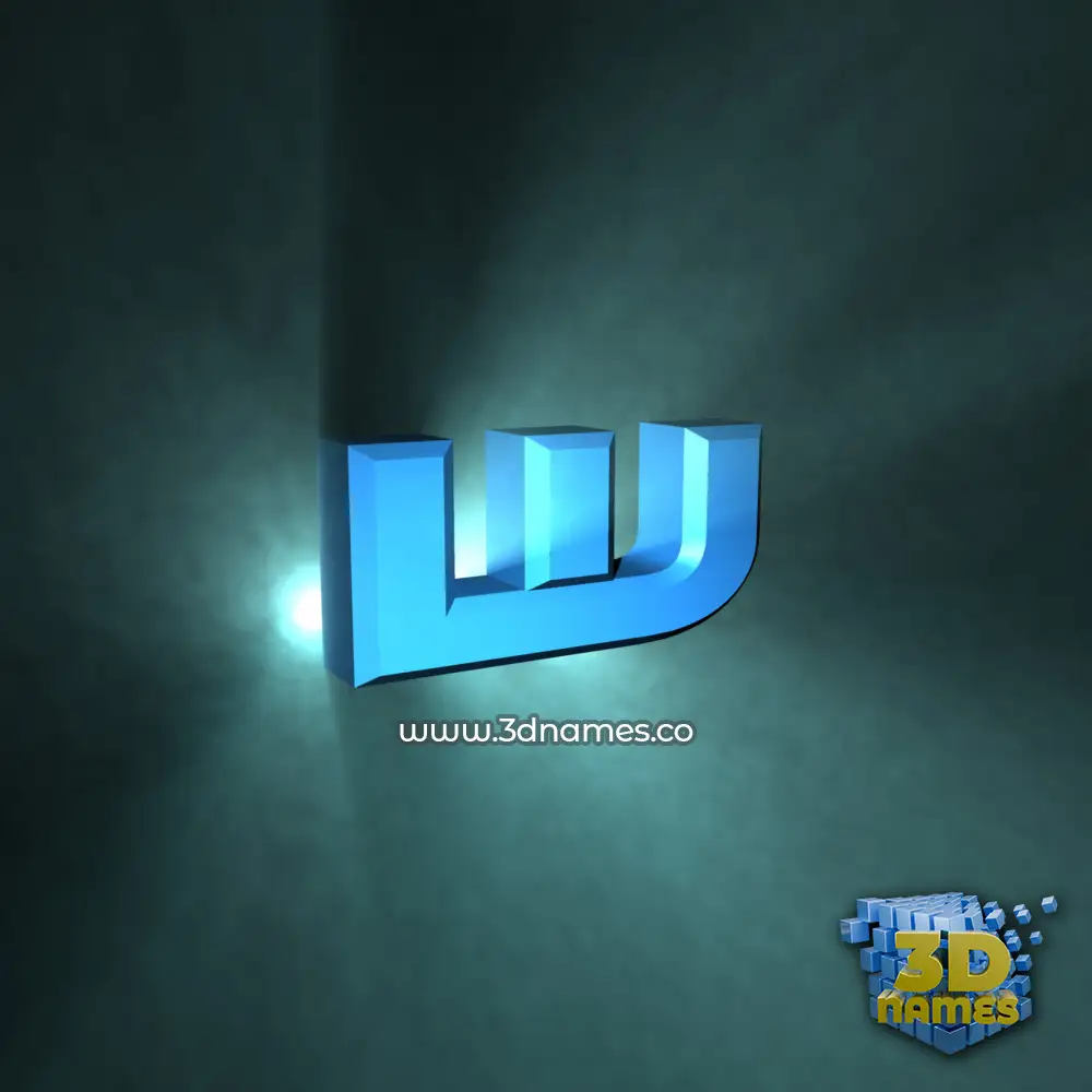 w in Light Shine style - 3D name wallpaper