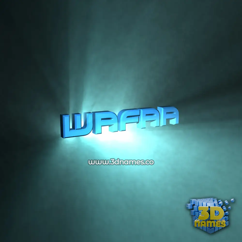 wafaa in Light Shine style - 3D name wallpaper