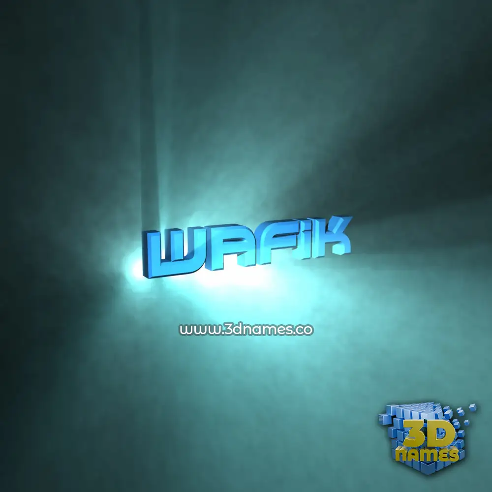 wafik in Light Shine style - 3D name wallpaper