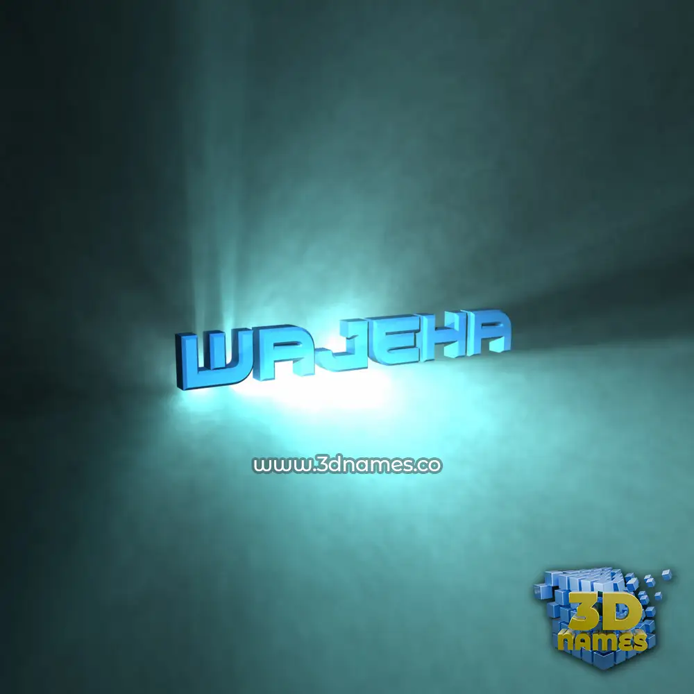 wajeha in Light Shine style - 3D name wallpaper