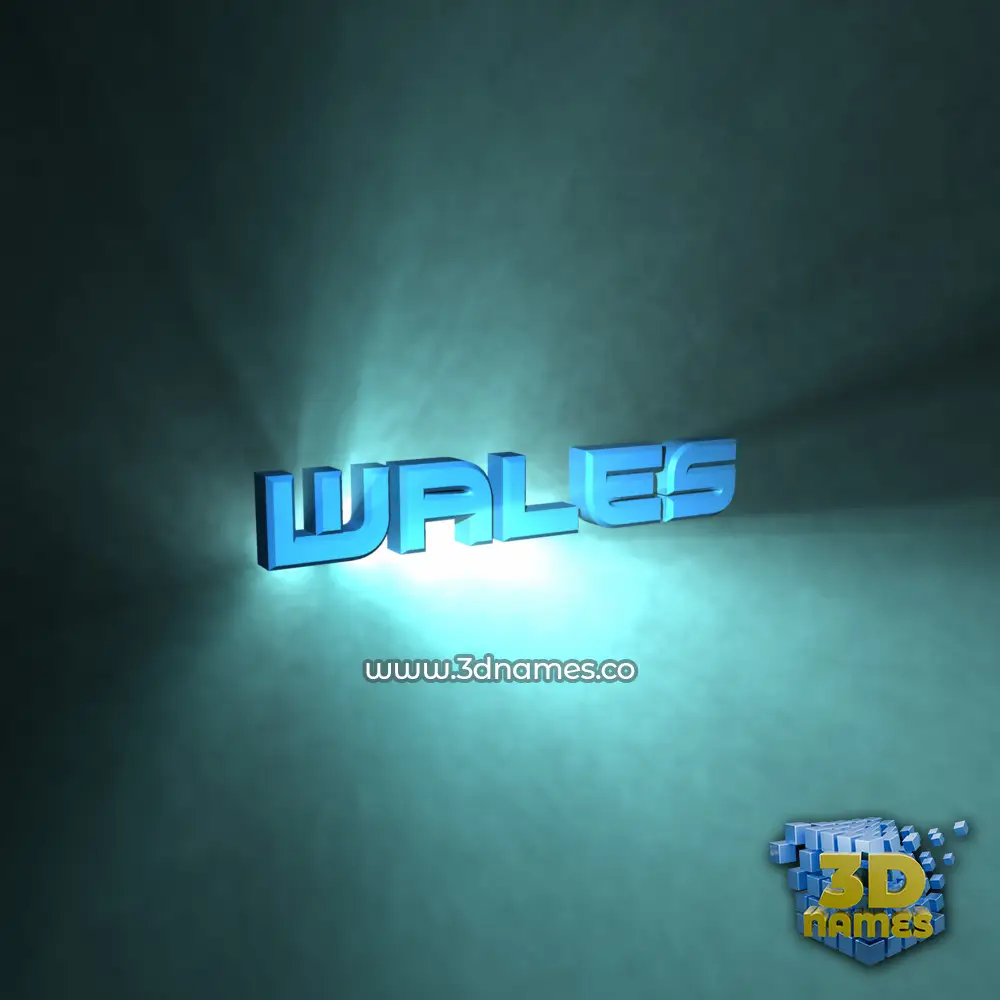 wales in Light Shine style - 3D name wallpaper