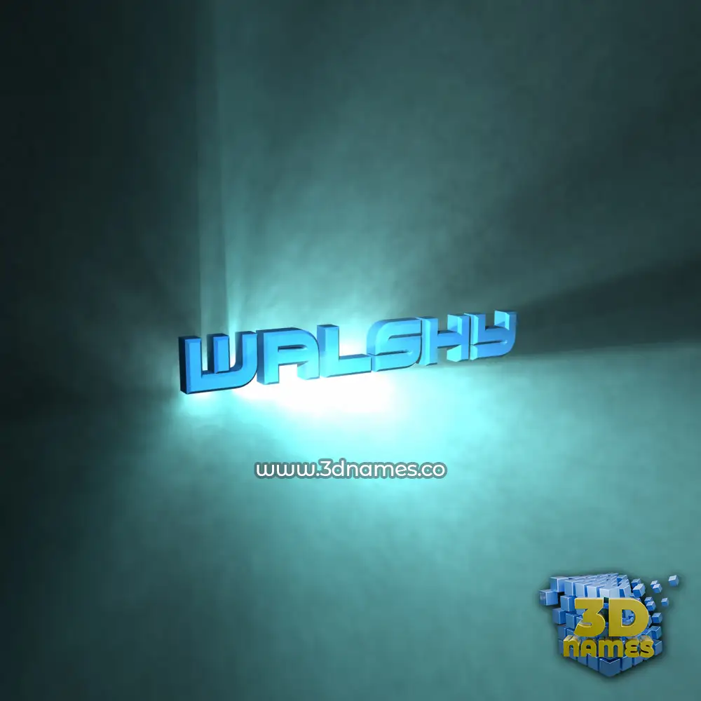 walshy in Light Shine style - 3D name wallpaper
