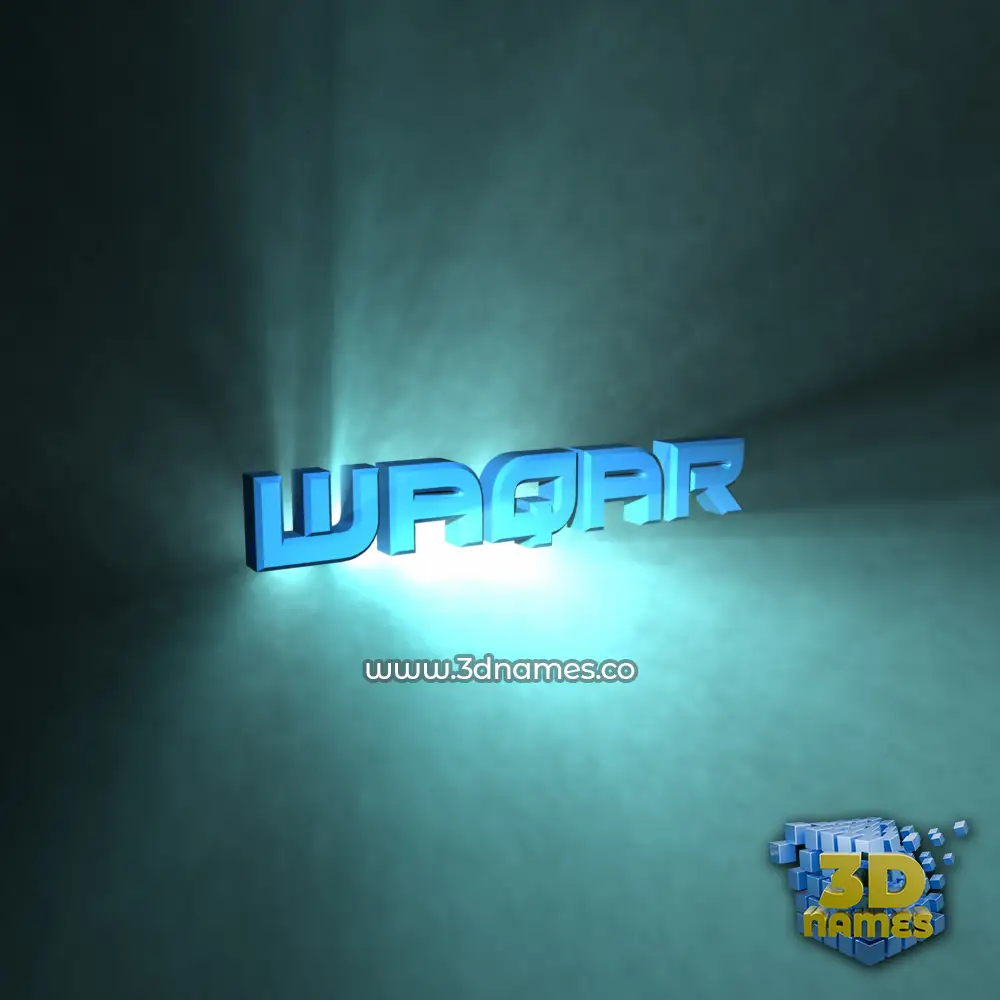 waqar in Light Shine style - 3D name wallpaper