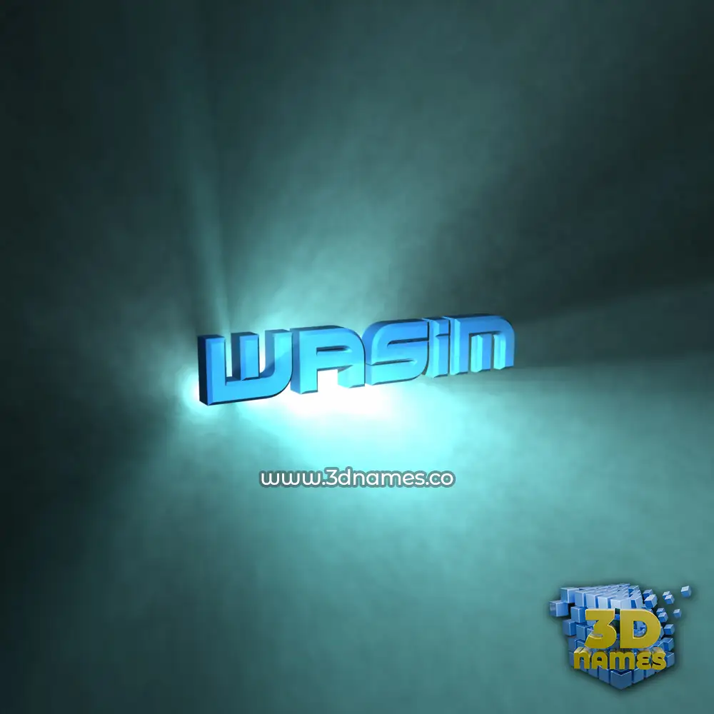 wasim in Light Shine style - 3D name wallpaper