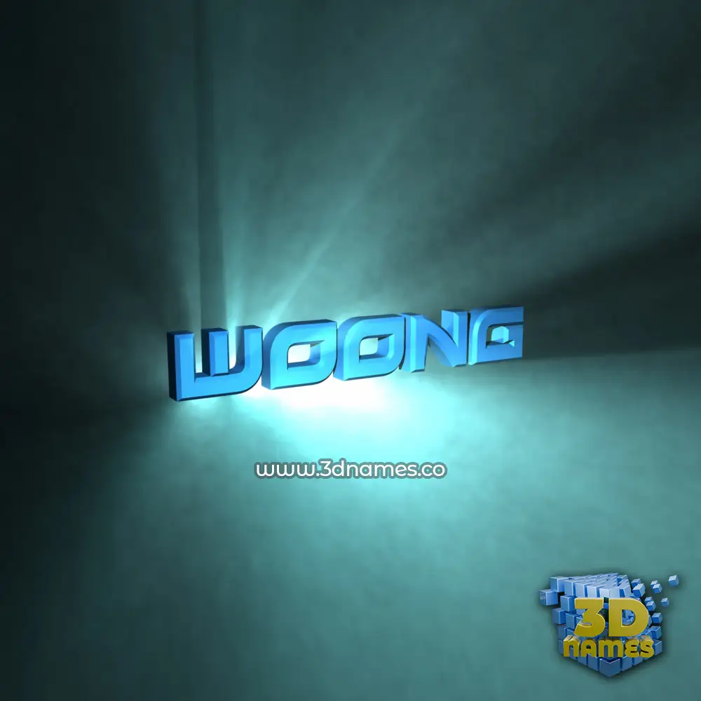 woong in Light Shine style - 3D name wallpaper