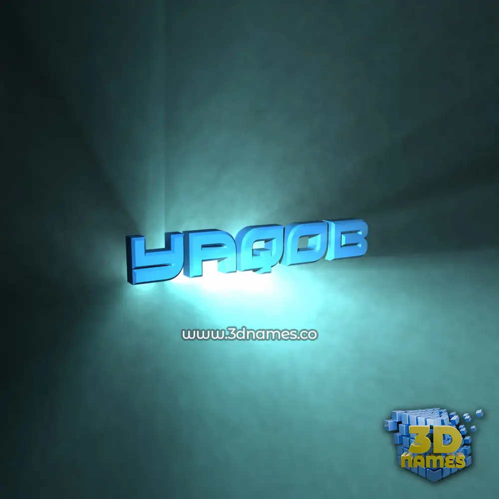 yaqob in Light Shine style - 3D name wallpaper