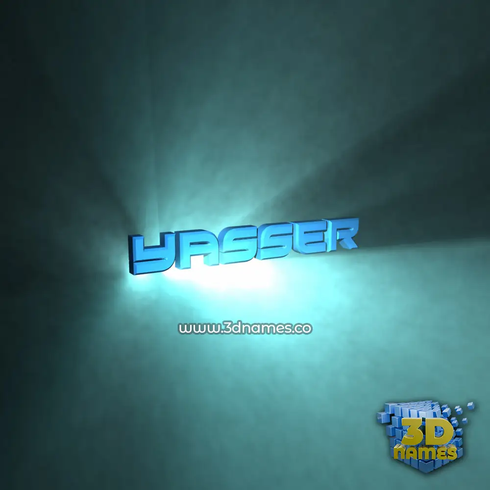 yasser in Light Shine style - 3D name wallpaper