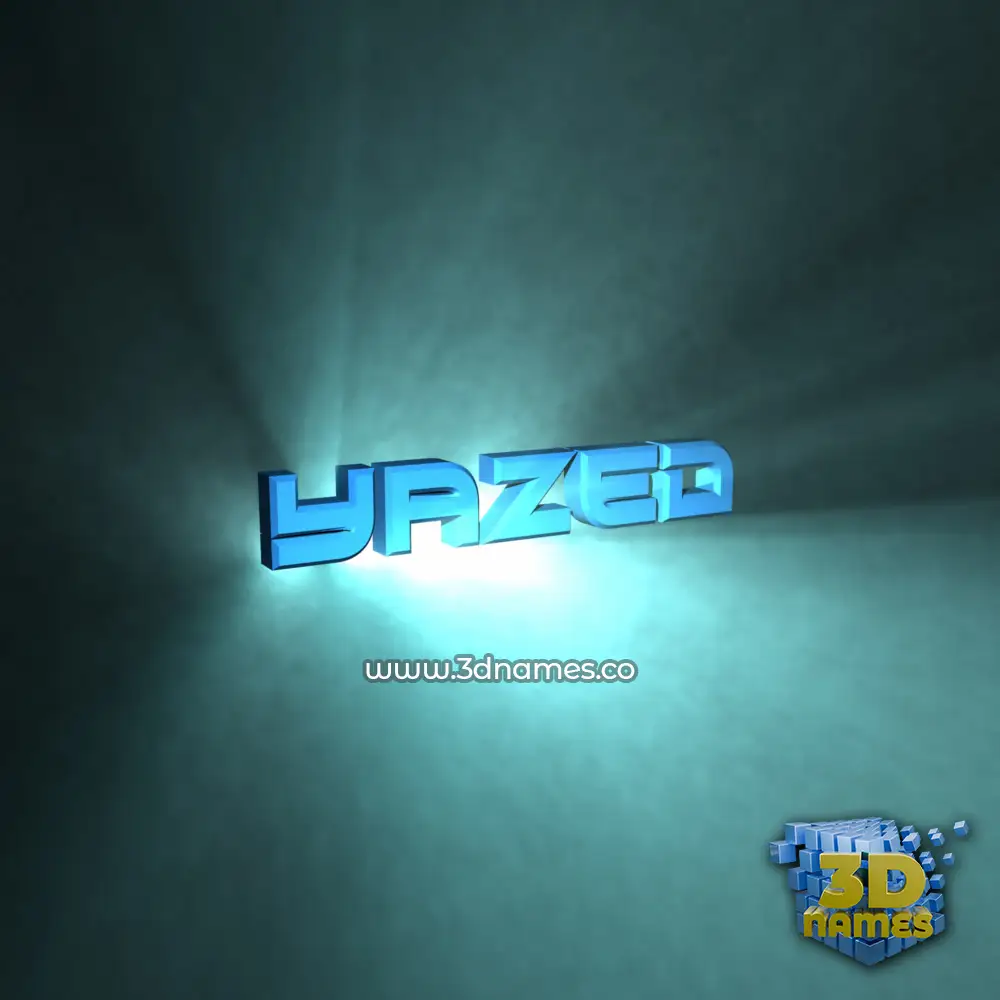 yazed in Light Shine style - 3D name wallpaper