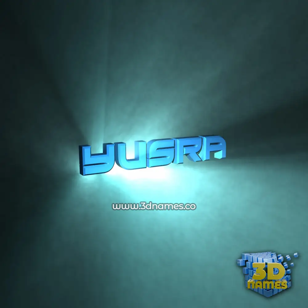 yusra in Light Shine style - 3D name wallpaper