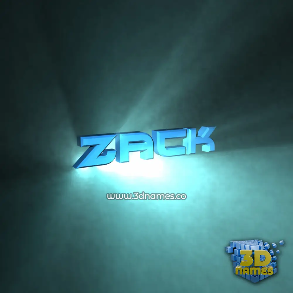zack in Light Shine style - 3D name wallpaper