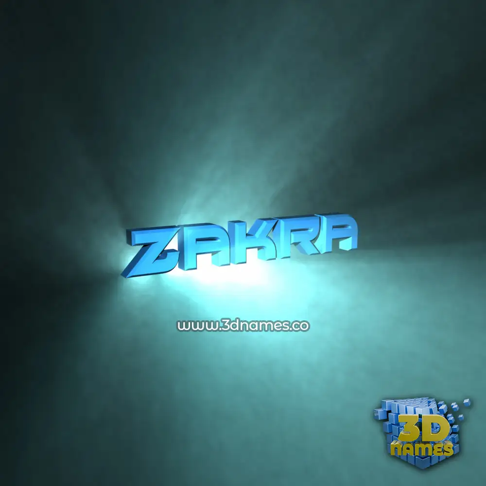 zakra in Light Shine style - 3D name wallpaper
