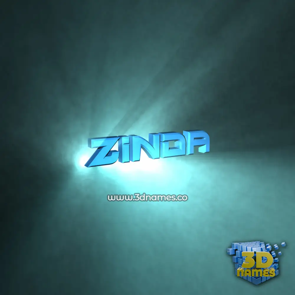 zinda in Light Shine style - 3D name wallpaper