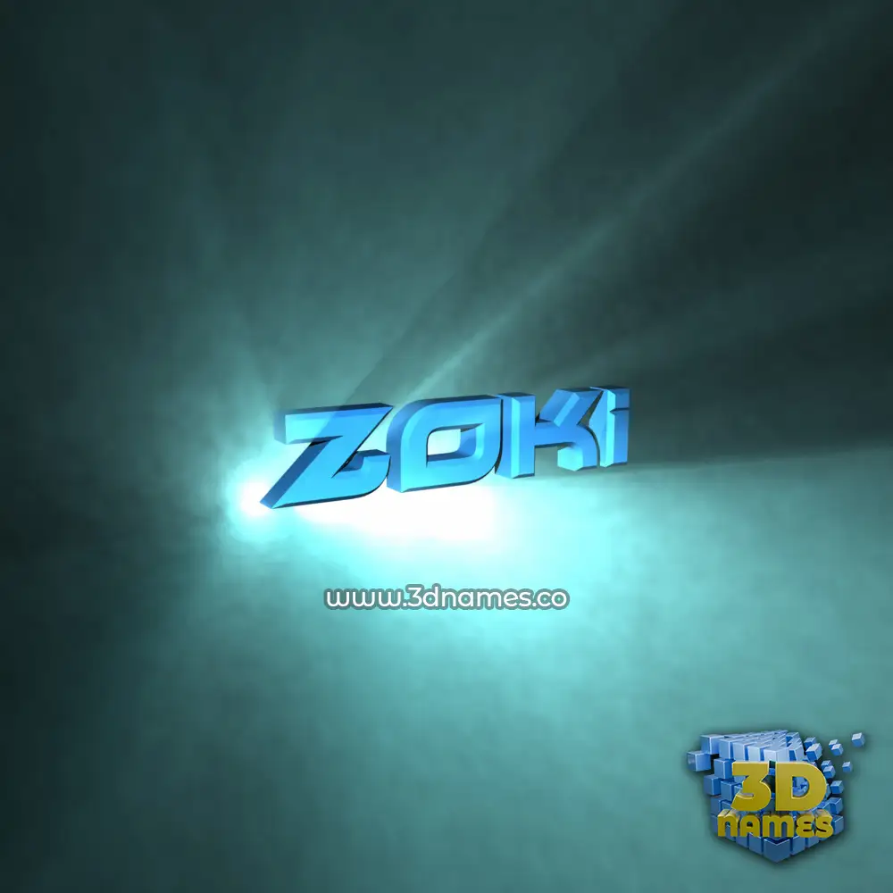 zoki in Light Shine style - 3D name wallpaper