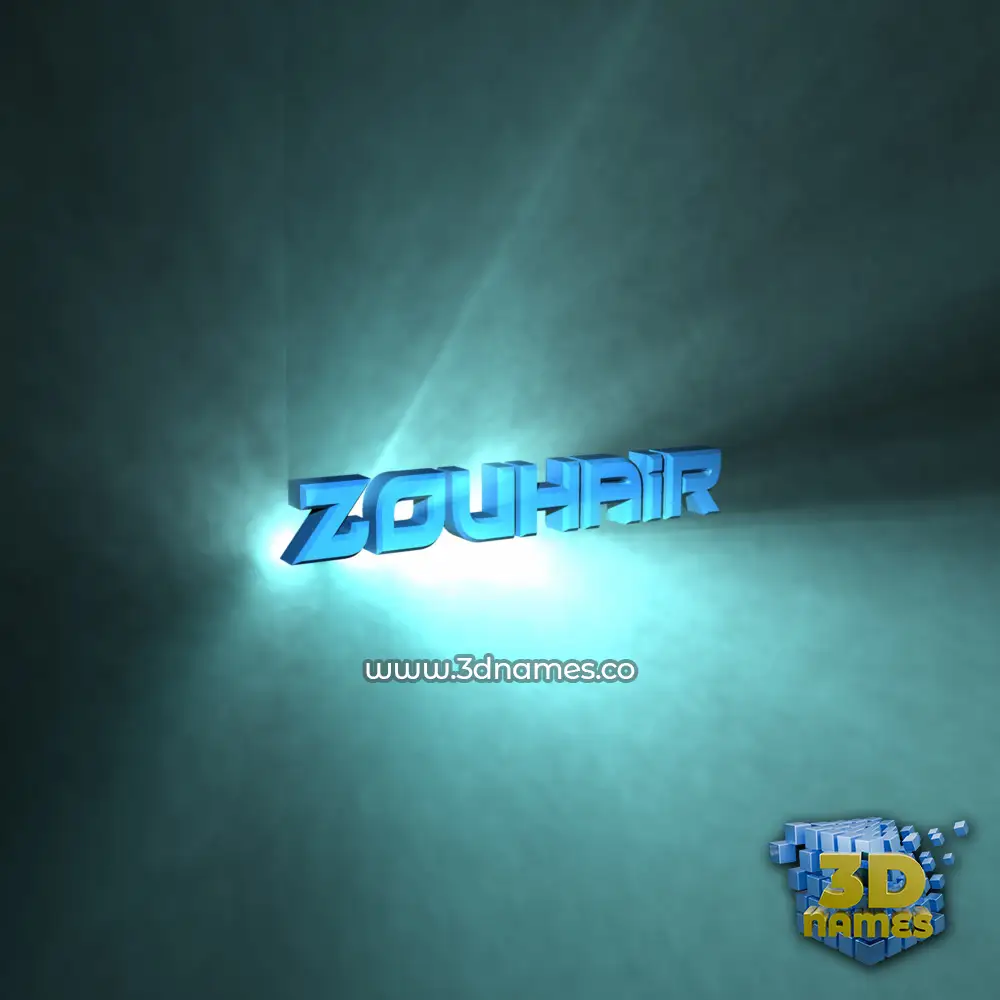 zouhair in Light Shine style - 3D name wallpaper