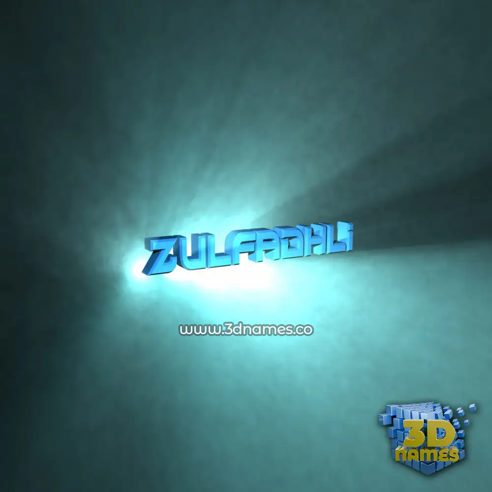 zulfadhli in Light Shine style - 3D name wallpaper