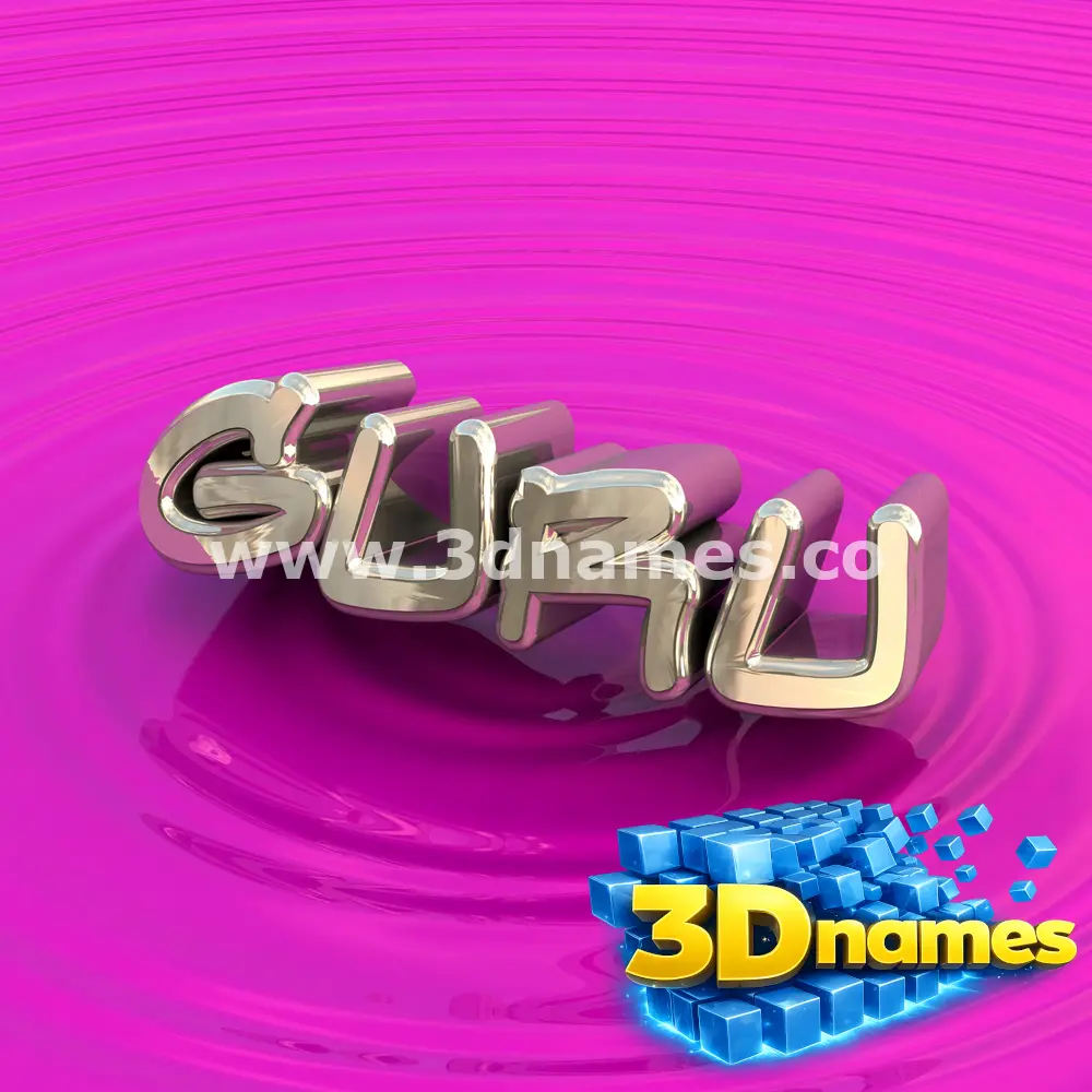 guru in Pink Graffiti style - 3D name wallpaper