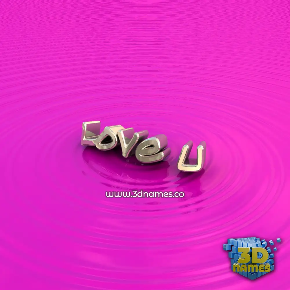 love u in Pink Graffiti style - 3D name wallpaper