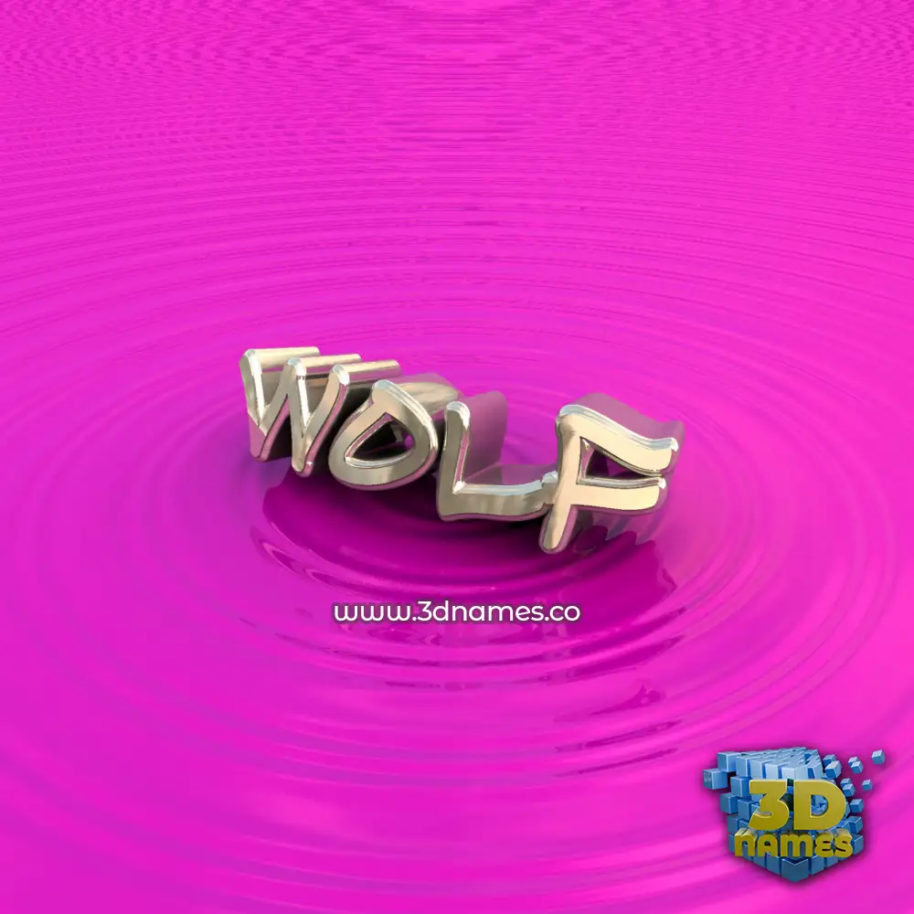 wolf in Pink Graffiti style - 3D name wallpaper