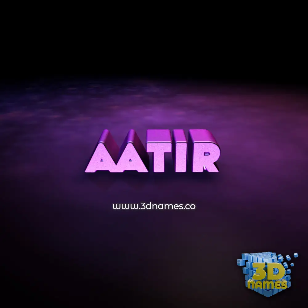 aatir in Big Purple style - 3D name wallpaper
