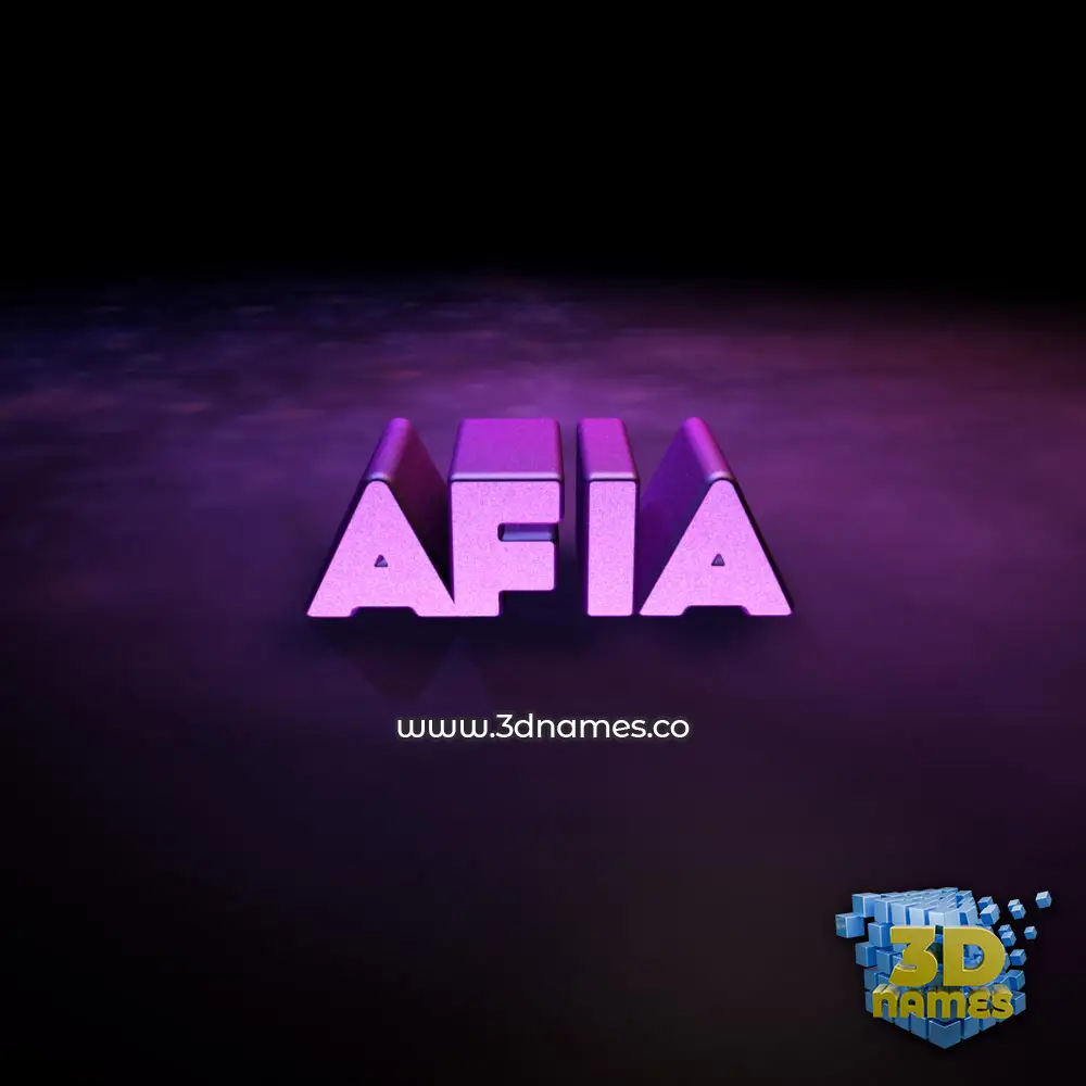 afia in Big Purple style - 3D name wallpaper