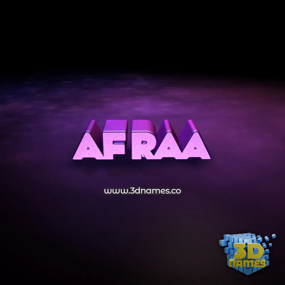 afraa in Big Purple style - 3D name wallpaper