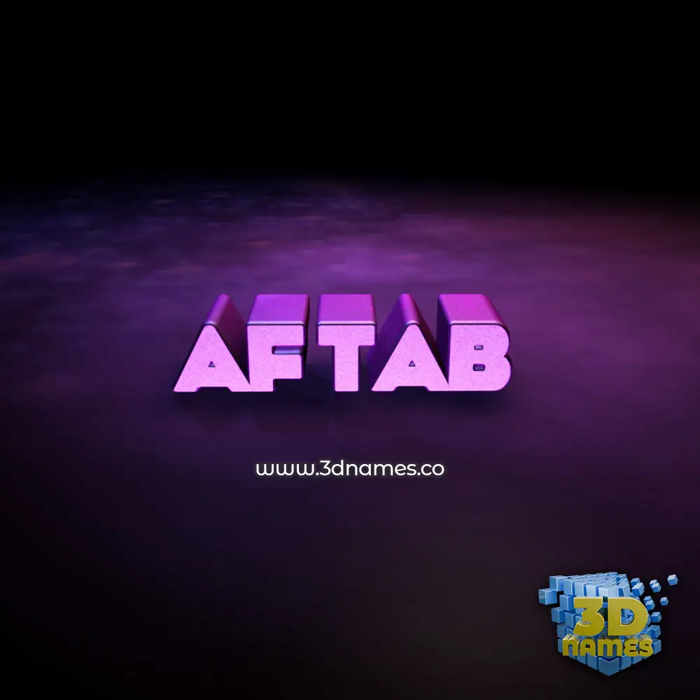 aftab in Big Purple style - 3D name wallpaper