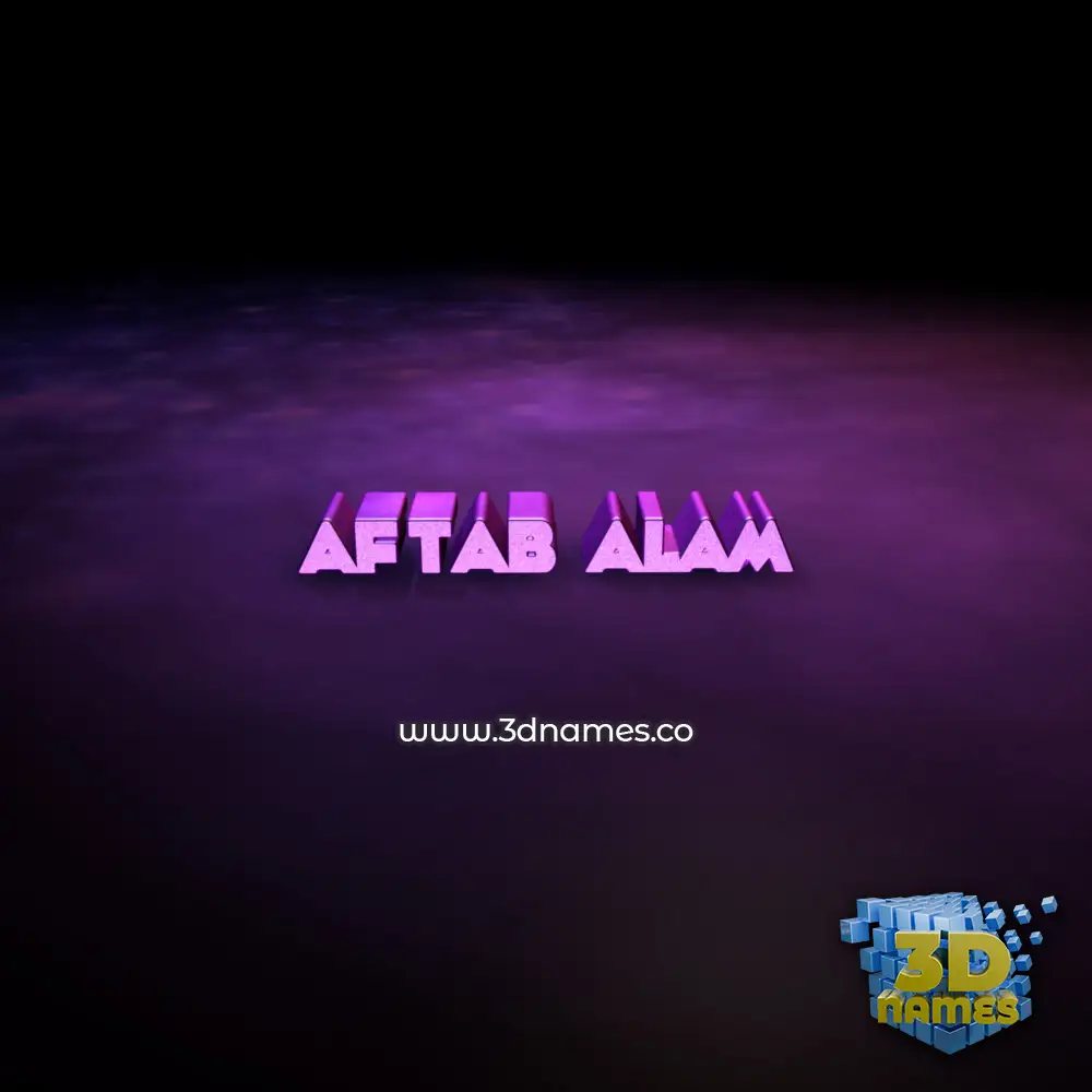 aftab alam in Big Purple style - 3D name wallpaper