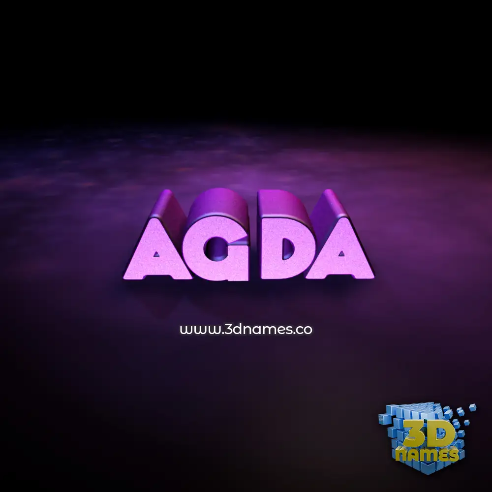 agda in Big Purple style - 3D name wallpaper
