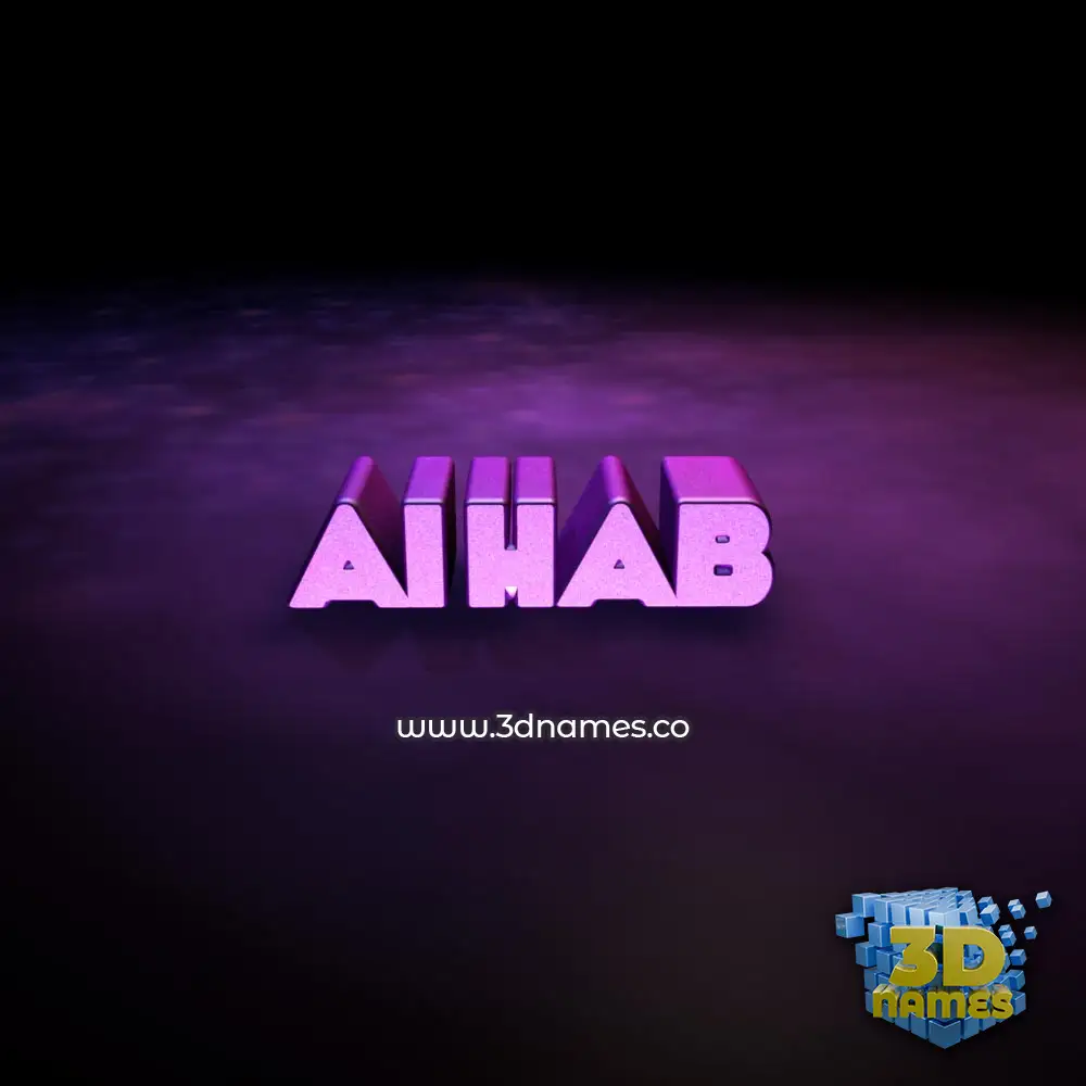 aihab in Big Purple style - 3D name wallpaper