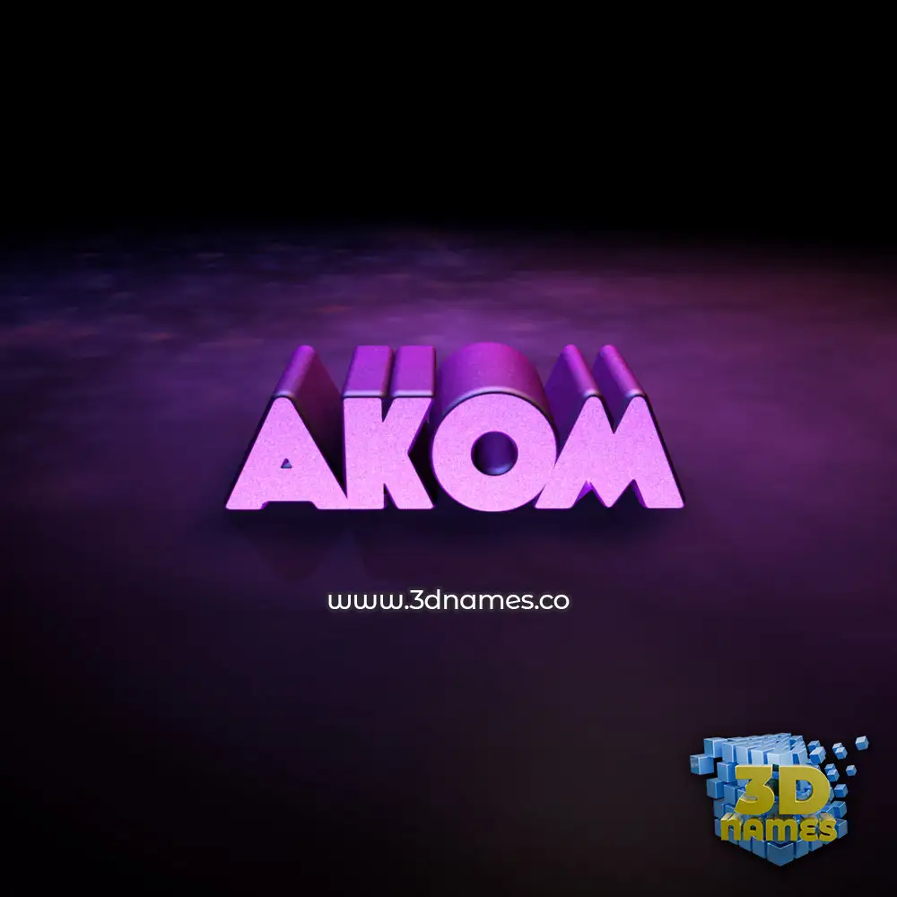 akom in Big Purple style - 3D name wallpaper