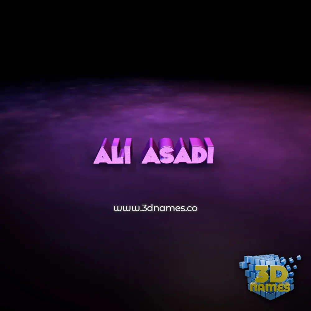 ali asadi in Big Purple style - 3D name wallpaper