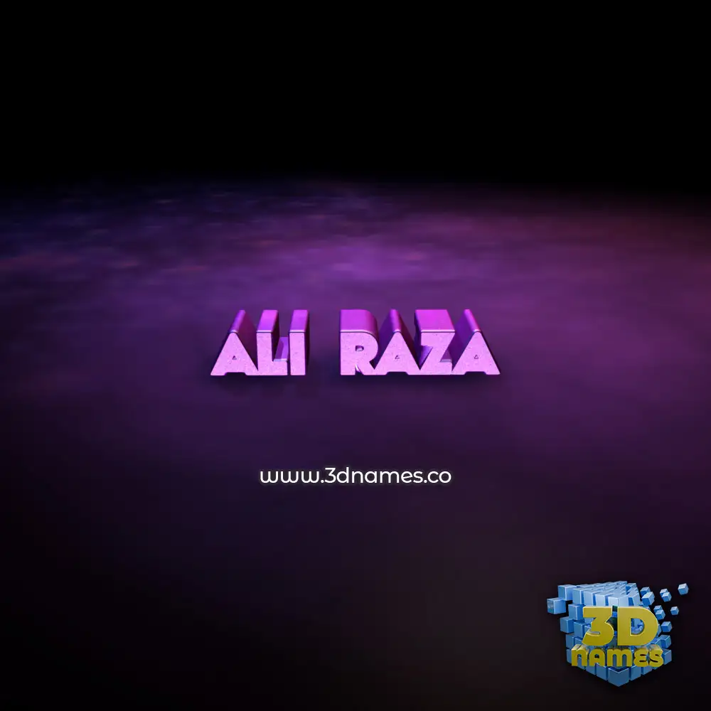 ali raza in Big Purple style - 3D name wallpaper