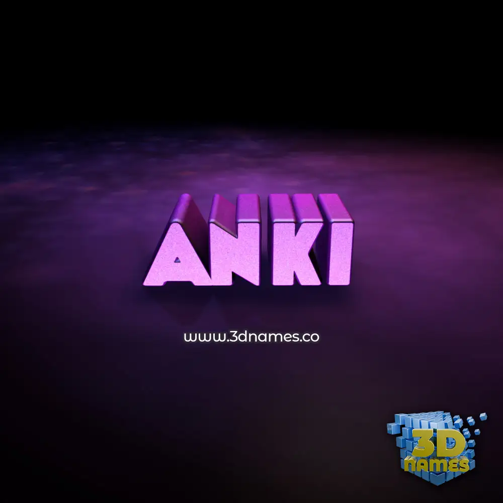 anki in Big Purple style - 3D name wallpaper
