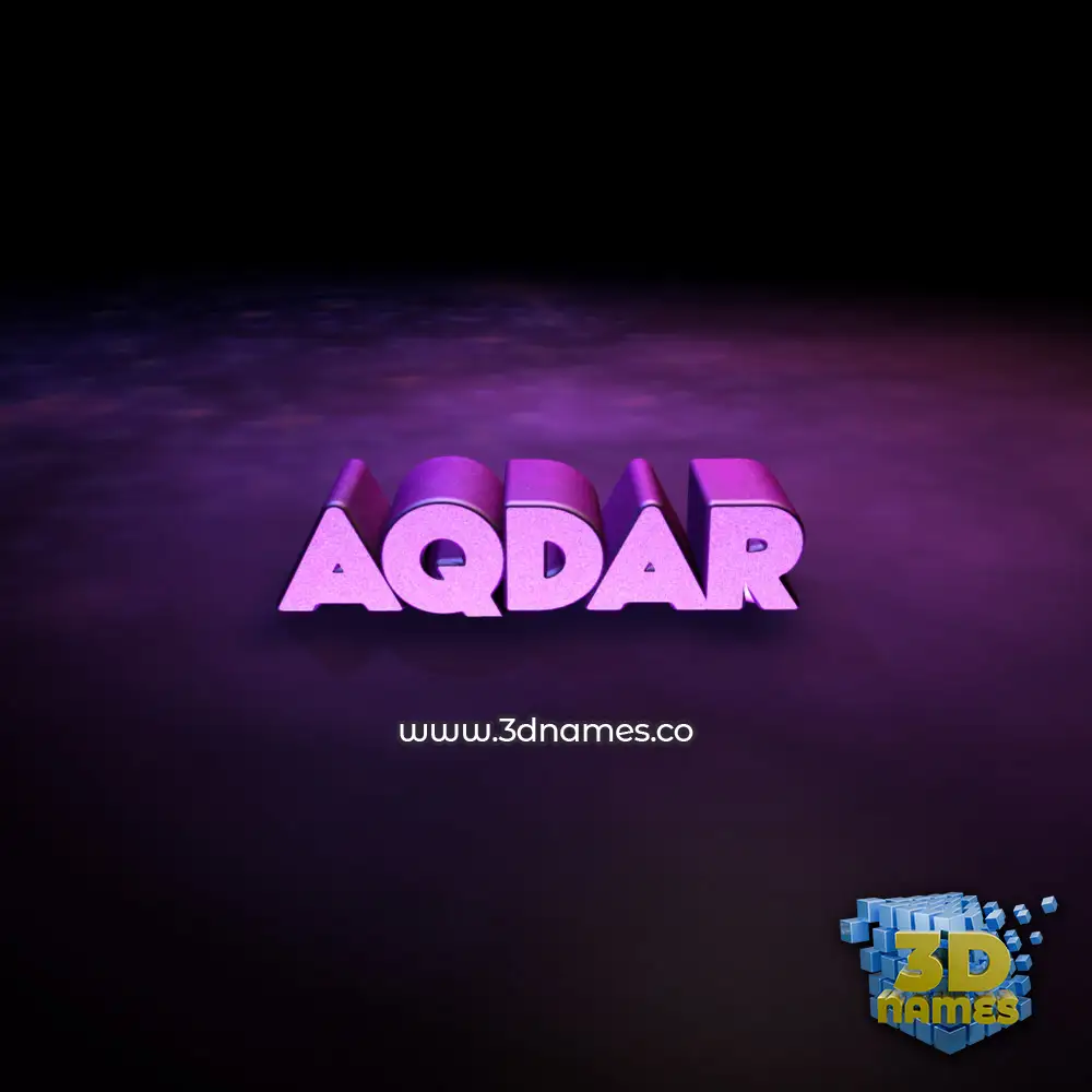 aqdar in Big Purple style - 3D name wallpaper