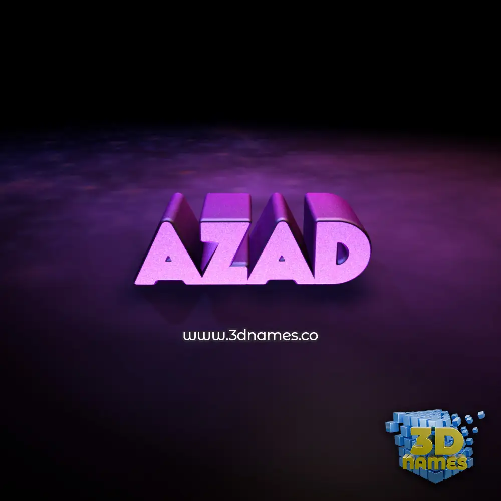azad in Big Purple style - 3D name wallpaper