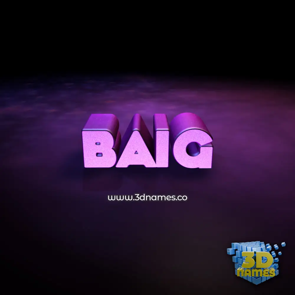 baig in Big Purple style - 3D name wallpaper