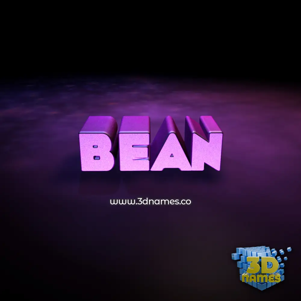bean in Big Purple style - 3D name wallpaper