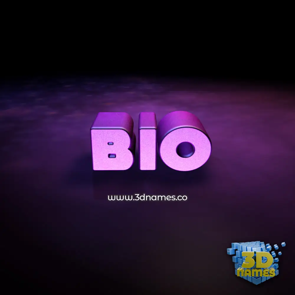 bio in Big Purple style - 3D name wallpaper