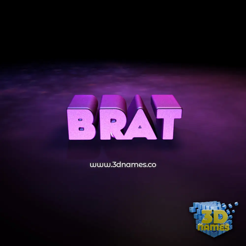 brat in Big Purple style - 3D name wallpaper
