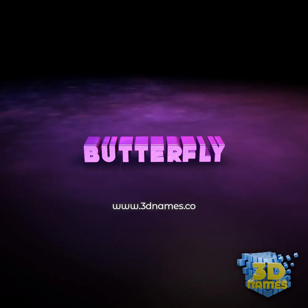butterfly in Big Purple style - 3D name wallpaper