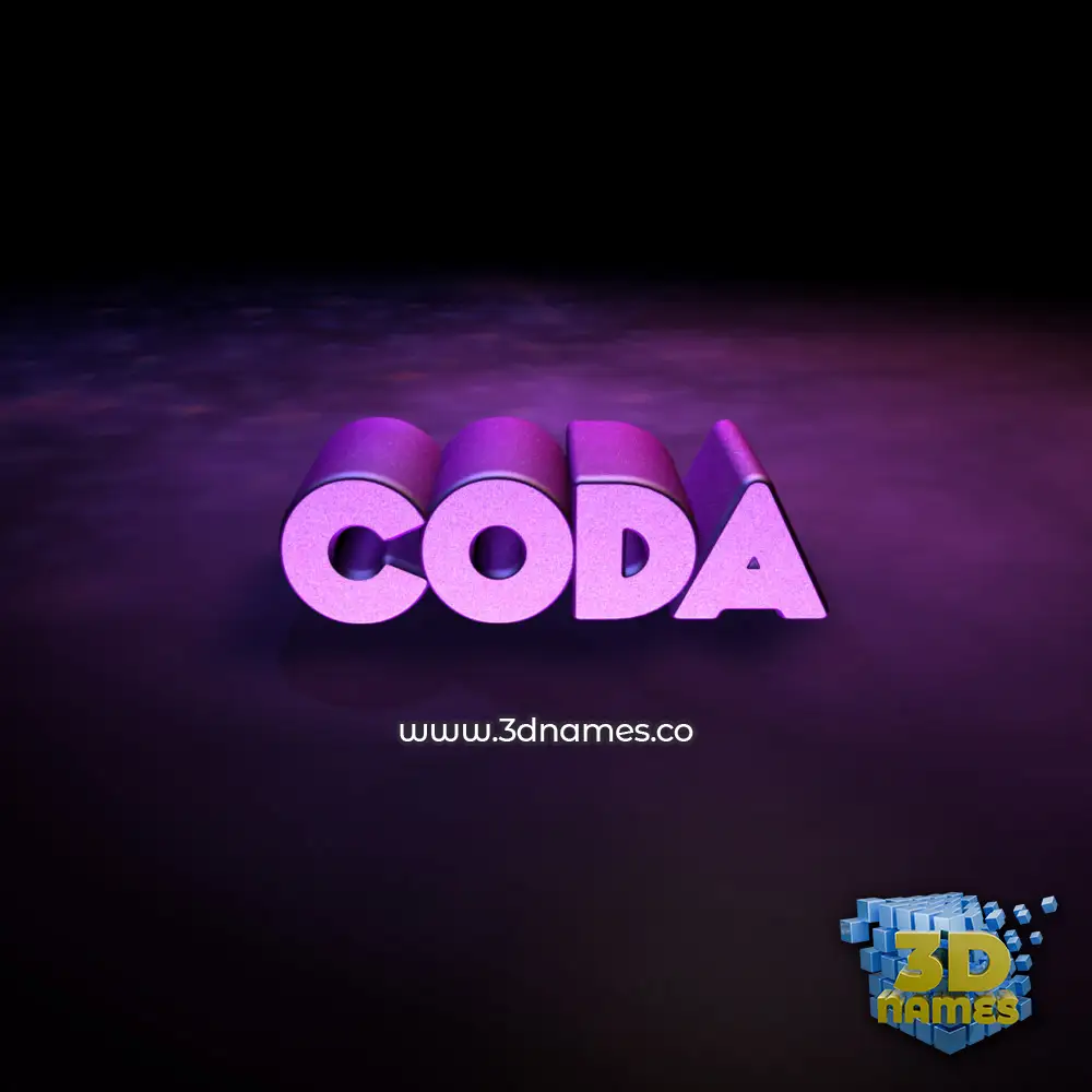 coda in Big Purple style - 3D name wallpaper