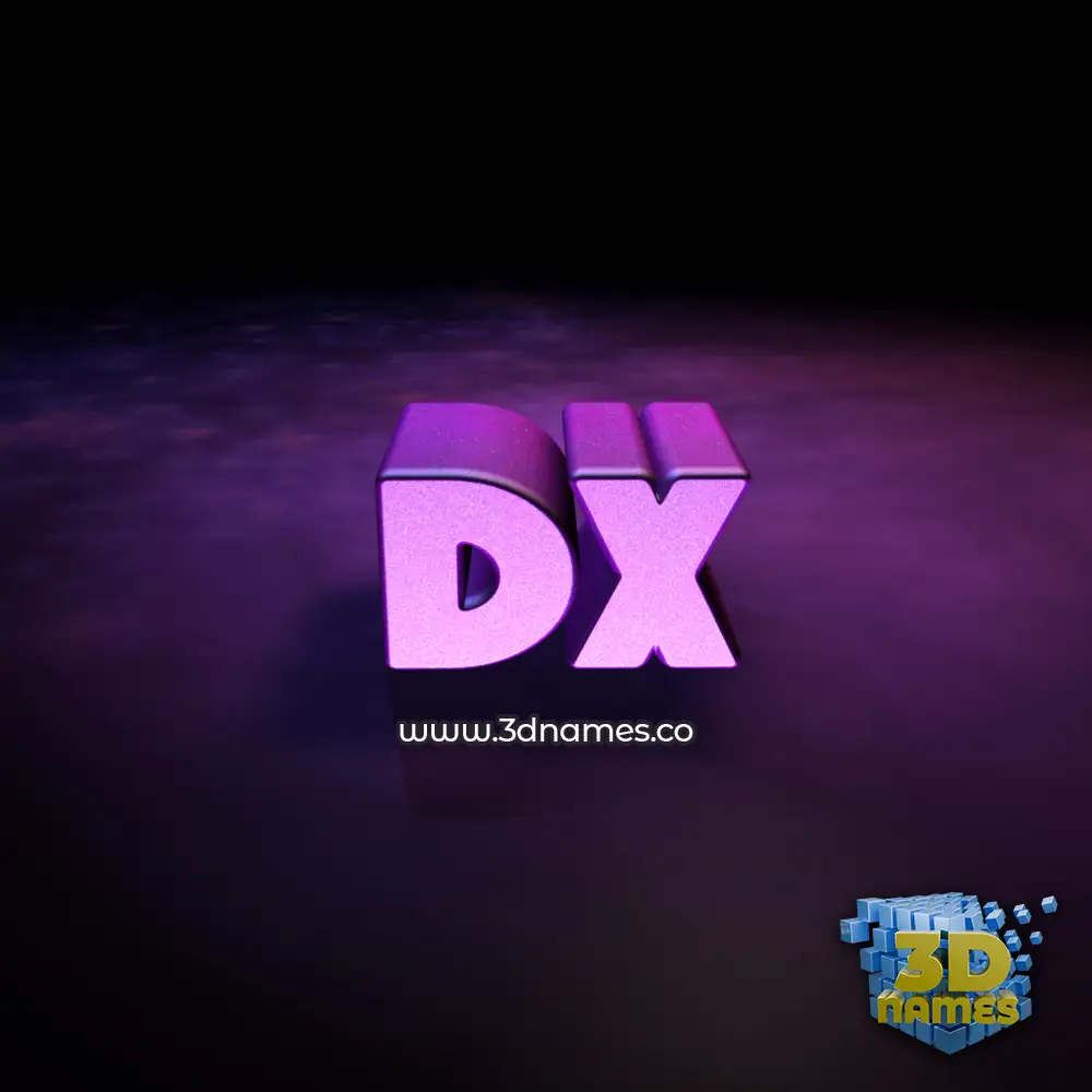 dx in Big Purple style - 3D name wallpaper