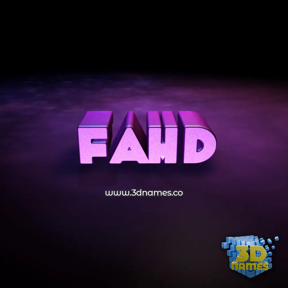 fahd in Big Purple style - 3D name wallpaper