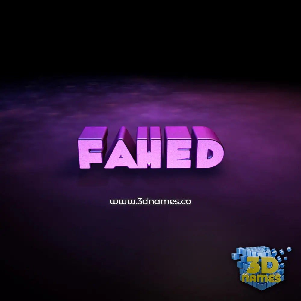 fahed in Big Purple style - 3D name wallpaper